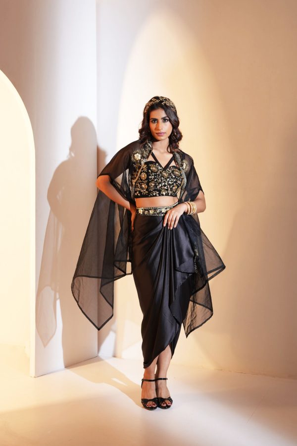 ARIA DRAPE SKIRT WITH BUSTIER AND CAPE Sale