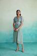 Aquarelle dress - Mint Kaftan Dress with hand embroidered Belt on Sale