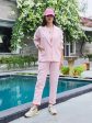 Alley Pink Cotton Blazer-Pant For Sale