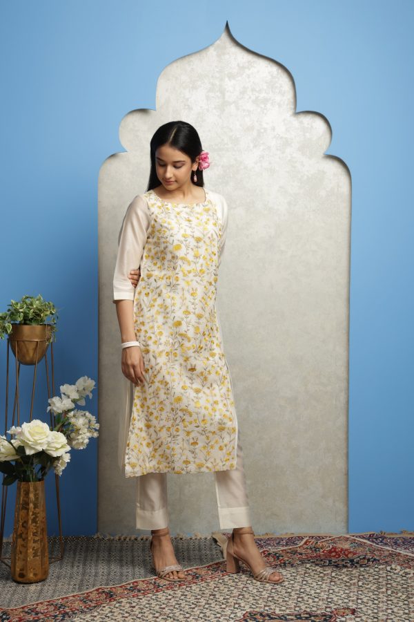 OFF WHITE EMBROIDERED KURTA Online Sale