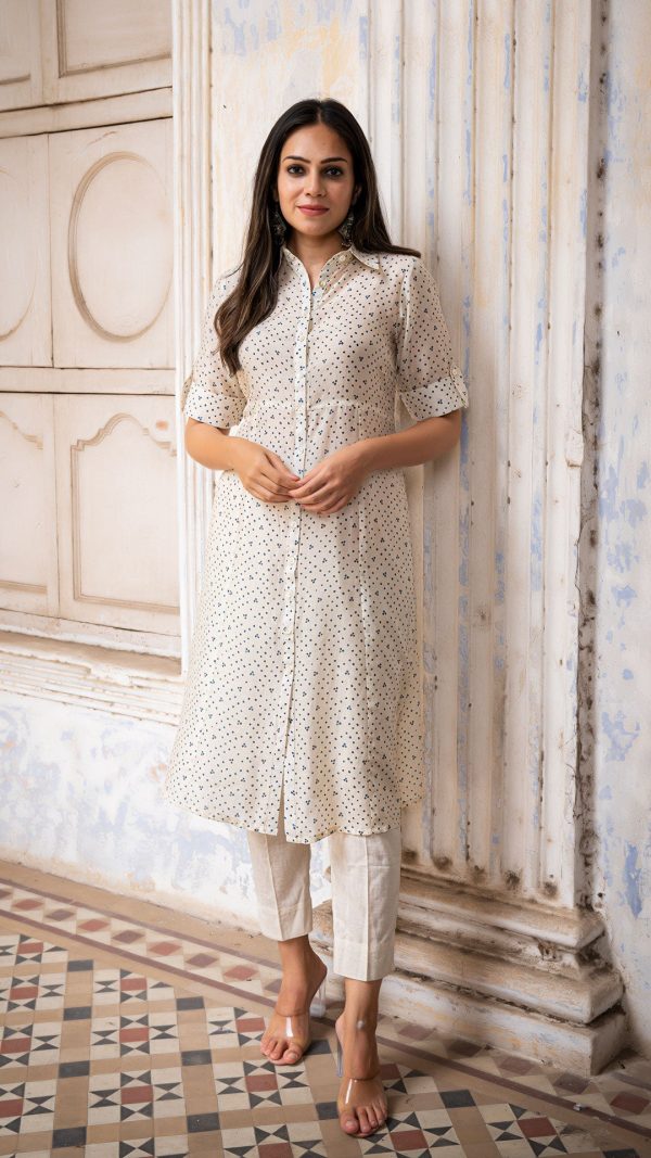 ESHA SHIRT DRESS IN SOFT SILK - OFF WHITE Supply