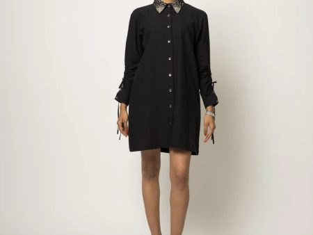 Embellished Collar Shirt Dress Fashion