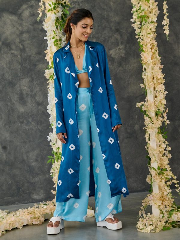 Indigo & Blue Bandhani Modal Satin Two-Piece Set Fashion