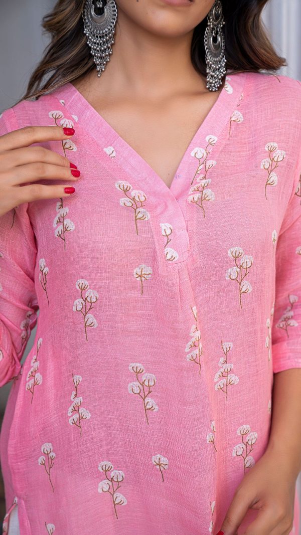 CANDY FLOSS LINEN KURTA on Sale