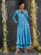 Blue Bandhani Anarkali Modal Satin Kurta- Flared Pant Set with Dupatta (Set Of 3) Cheap