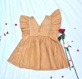 Golden flare shoulder dress Hot on Sale