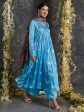 Blue Bandhani Anarkali Modal Satin Kurta- Flared Pant Set with Dupatta (Set Of 3) Cheap