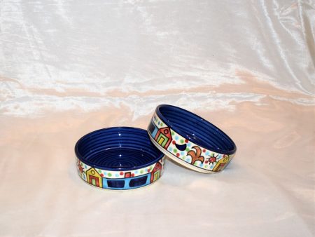 Scribble Blue Pottery Bowls Discount