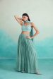 Spearmint sharara set - Mint Hand embroidered Crop-top Sharara & Dupatta set Online Sale