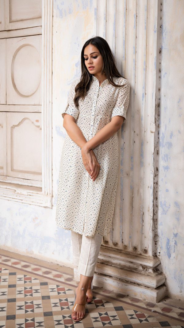 ESHA SHIRT DRESS IN SOFT SILK - OFF WHITE Supply