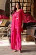 Hot Pink Lotus Embroidered Sharara with Jacket - Set of 3 Discount