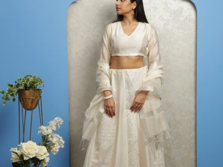 OFF WHITE EMBROIDERED LEHENGA SET Online