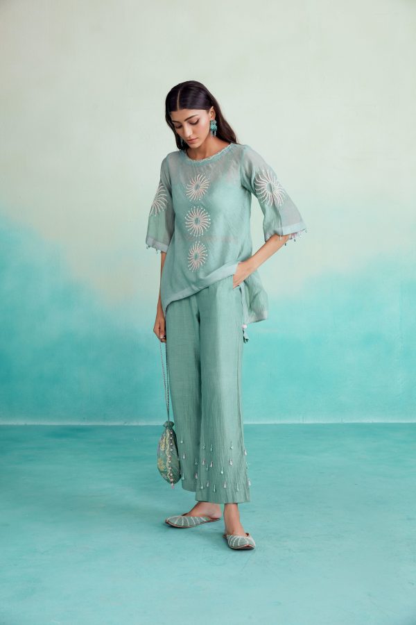 Mintylicious co-ords - Mint Hand embroidered Co-ord set Online