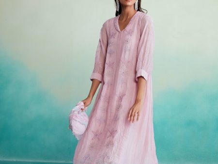 Blushine dress - Orchid Pink Hand embroidered Dress Online now