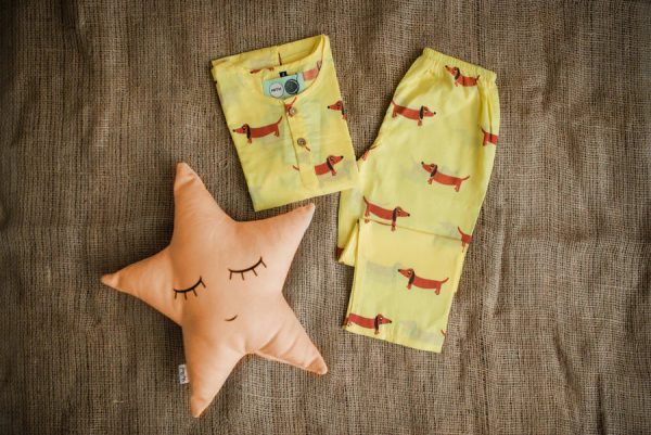 A Dog s Life Yellow Night Dress for kids Online Sale