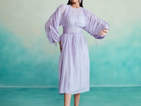 Amethyst dress - Lavender Hand embroidered Dress with Belt Fashion