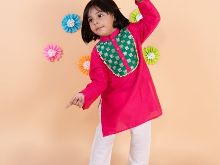 Pink Kurta with White Pajama Hot on Sale