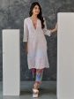 Joy Grey Ikat Print Cotton Kurta Pant Set With Bralette Online Hot Sale