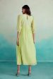 Vivid dress - Lime Hand embroidered gathered Dress For Sale