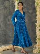 Indigo Bandhani Modal Satin Maxi Dress on Sale