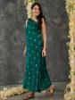 Green Bandhani Modal Satin One- shoulder Dress Discount