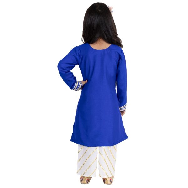 Royal Blue Gota Detailed A-Line Kurta with White Plalazzo For Discount