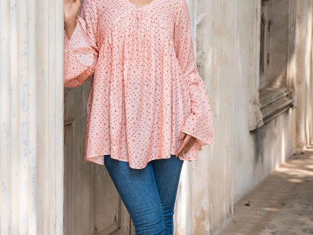 MYSHA BANDHANI PRINT SHORT TOP IN SOFT SILK For Cheap