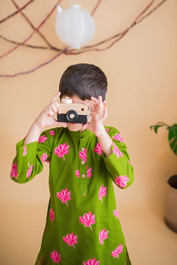 Lotus Blooms Ethnic Kurta Payjama for Boys - Green Online Hot Sale