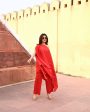 Tiana Red Off Shoulder Kaftaan-Pant Set Online Sale