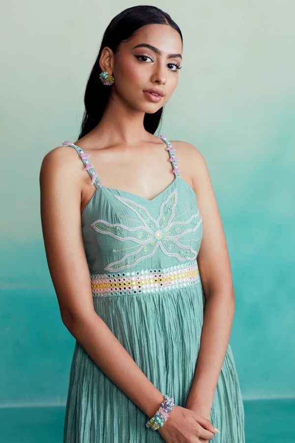 Euphoria jumpsuit - Mint Hand embroidered Mirror work Jumpsuit For Sale