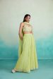 Zing sharara set - Lime Hand embroidered Crop top Sharara & Dupatta set Fashion