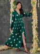 Green Bandhani Modal Satin Maxi Dress Hot on Sale