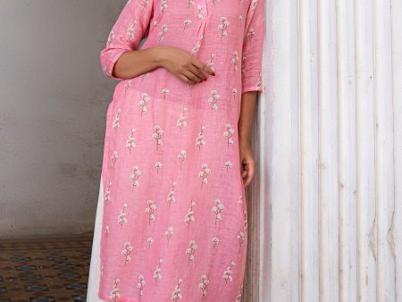 CANDY FLOSS LINEN KURTA on Sale