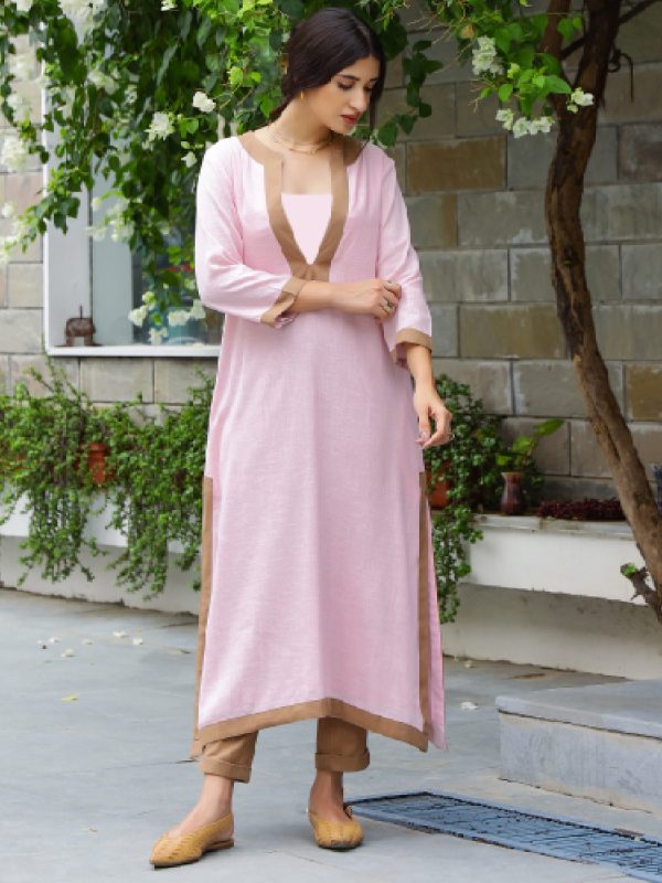 Resort Pink Kurta-Pant Set Online now