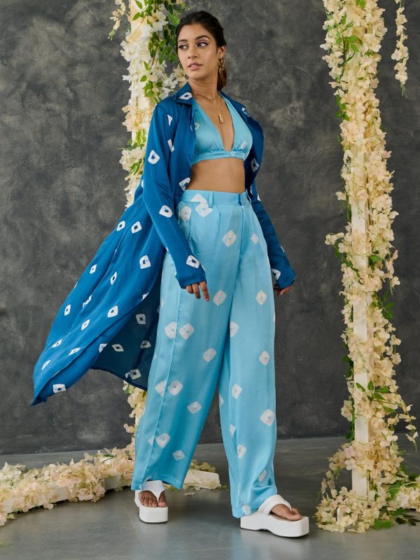 Indigo & Blue Bandhani Modal Satin Two-Piece Set Fashion