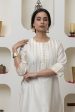 OFF WHITE CHANDERI GOTA WORK KURTA SET Fashion