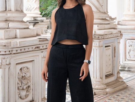 BLACK LINEN CO-ORD SET Cheap