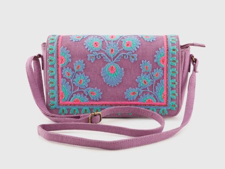 YASMINE PURPLE SLING BAG For Sale