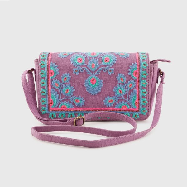 YASMINE PURPLE SLING BAG For Sale