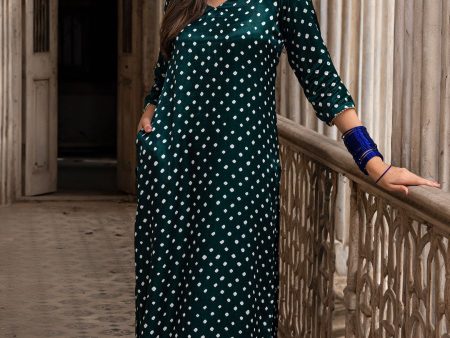 BANDHANI KURTA SET IN SILK - DARK GREEN Online Hot Sale