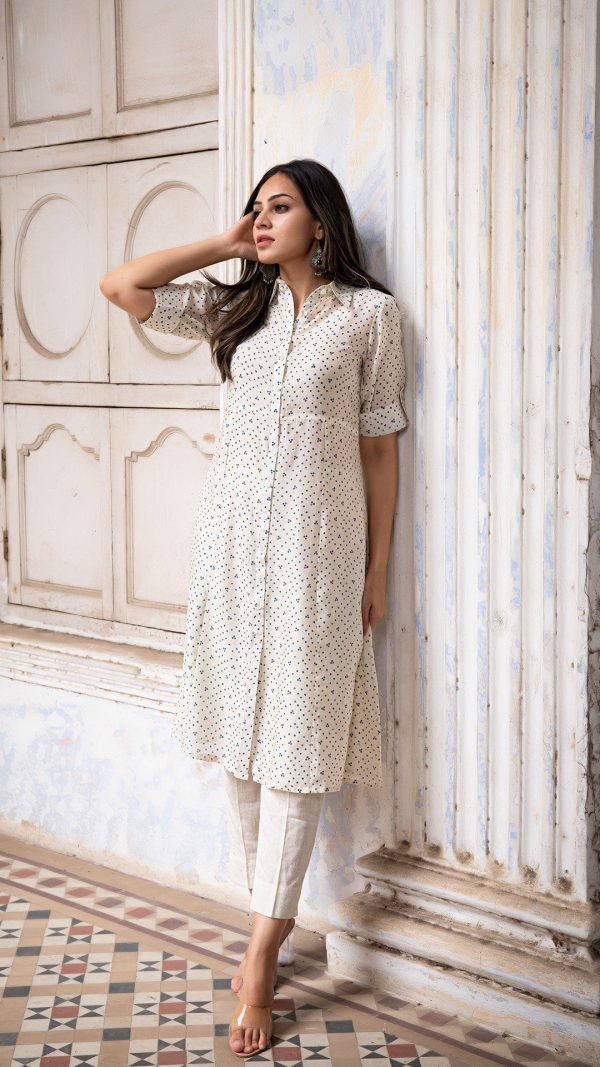 ESHA SHIRT DRESS IN SOFT SILK - OFF WHITE Supply